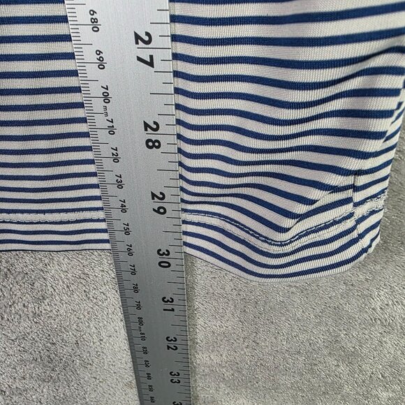 Mens Blue & White Striped Performance Polo Shirt Short Sleeve Polyester Size XL - Picture 6 of 7